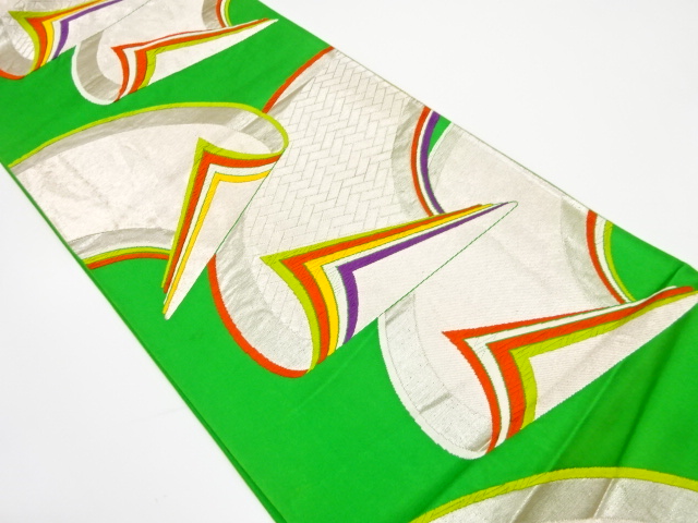 JAPANESE KIMONO / ANTIQUE FUKURO OBI / SILK / WOVEN JIGAMI PATTERN